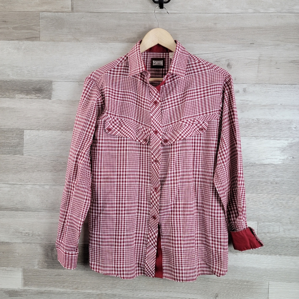 Vintage 80s Fenton Red Plaid Western Button Down Women's Shirt Size 15/16 - Picture 8 of 14